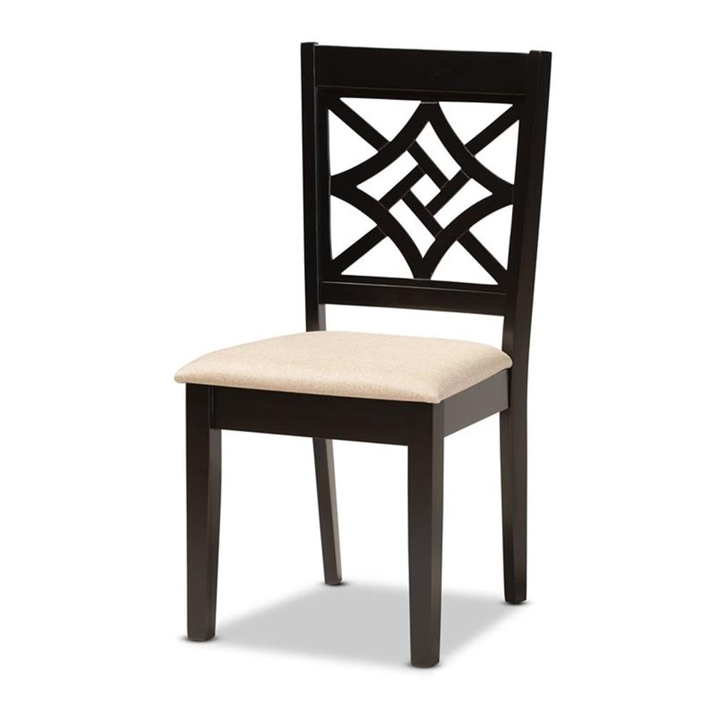Baxton Studio Nicolette Modern and Contemporary Sand Fabric Upholstered and Dark Brown Finished Wood 5-Piece Dining Set